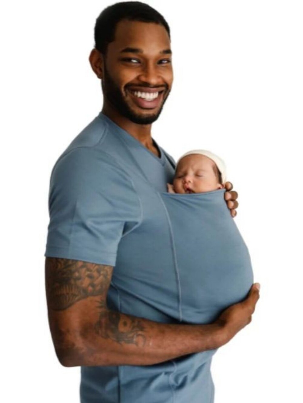 NWT Lalabu Men's State Blue Babywearing Baby Pouch Short Sleeve T-Shirt